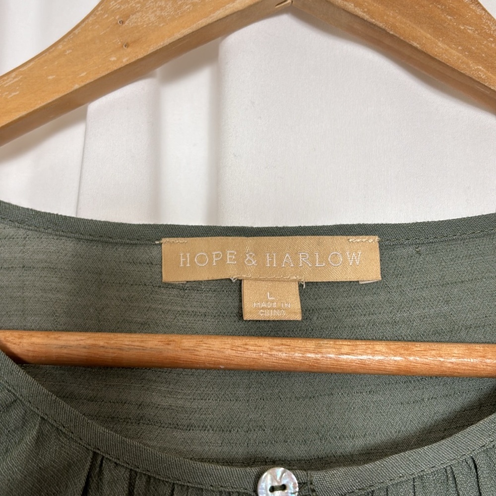 Hope & Harlow Olive Green Flutter Sleeve Dropped Waist Tied Sides Flowy … - Picture 6 of 11
